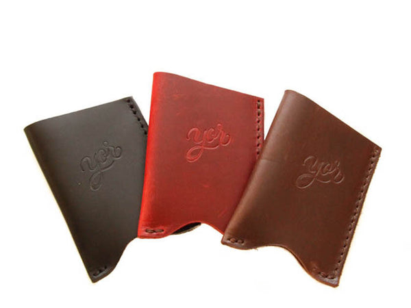 Leather Wallet, Card Sleeve, Red Wine. YOR Leather 